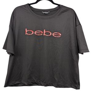 Bebe Sport | Women's Cropped Sport Shirt| Black & Red Bandana Print | Large